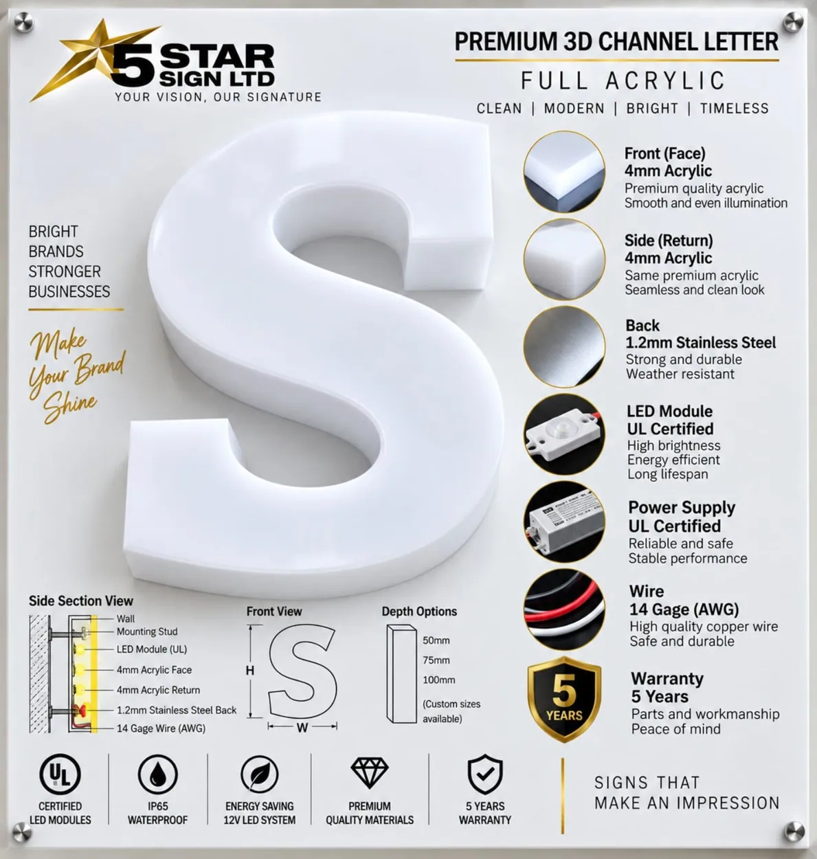 Full Acrylic 3D Channel Letters