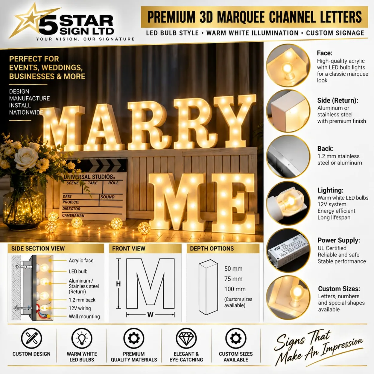 Premium 3D Marquee Channel Letters