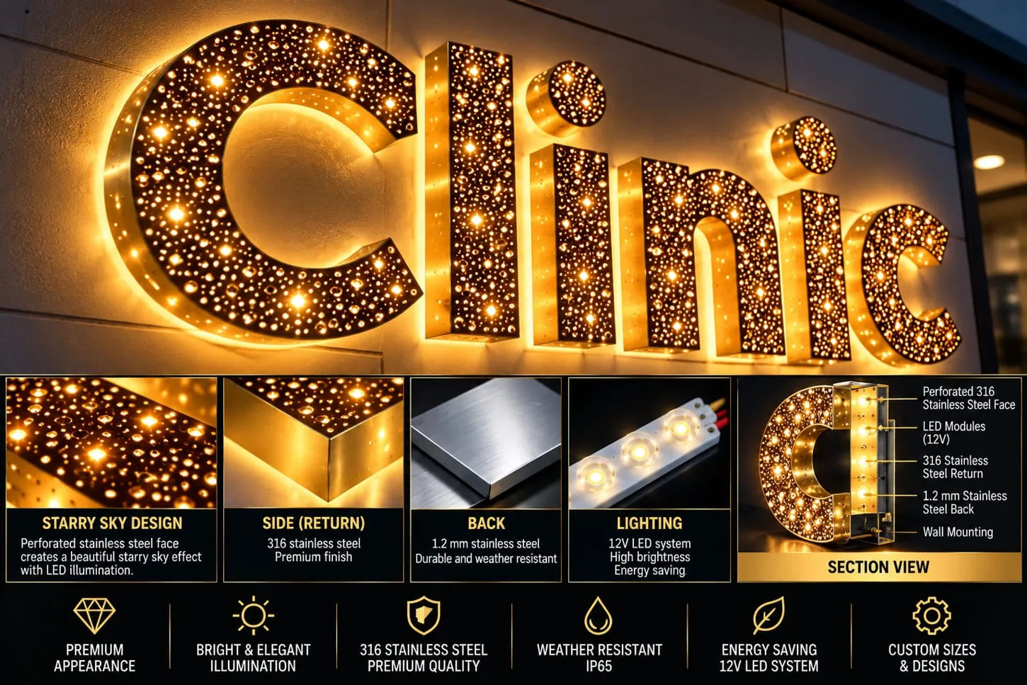 Starry Sky Stainless Steel Channel Letters