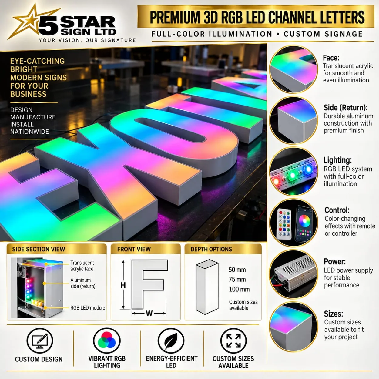 Premium 3D RGB LED Channel Letters