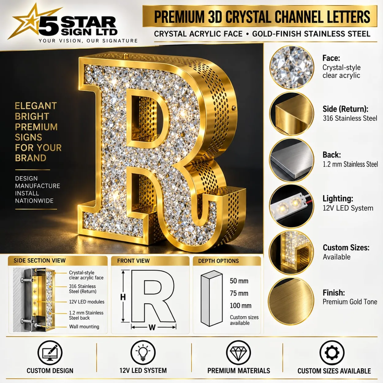 Premium 3D Crystal Channel Letters